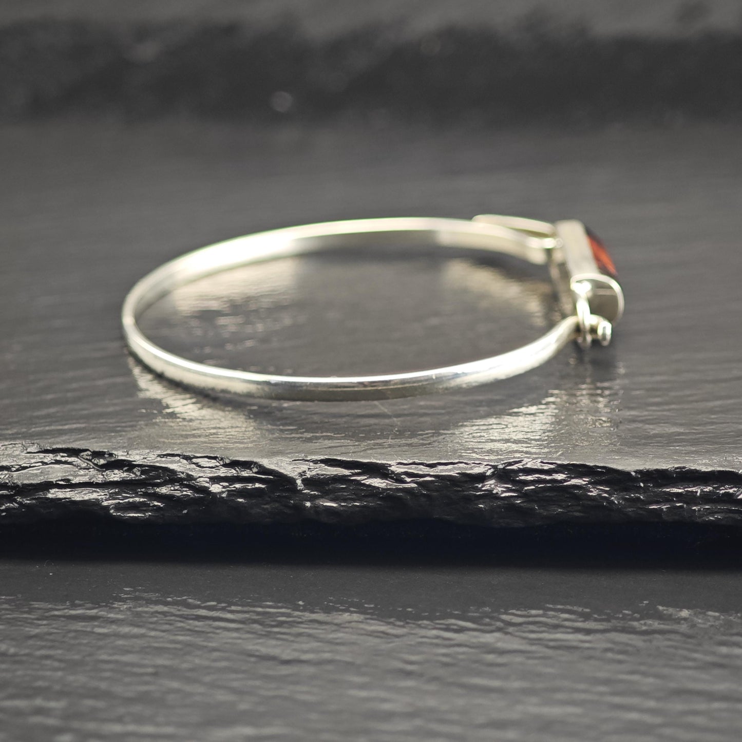 Resin Inlay Poland Dainty Sterling Silver Bangle Sz 6 3/4" BR3126