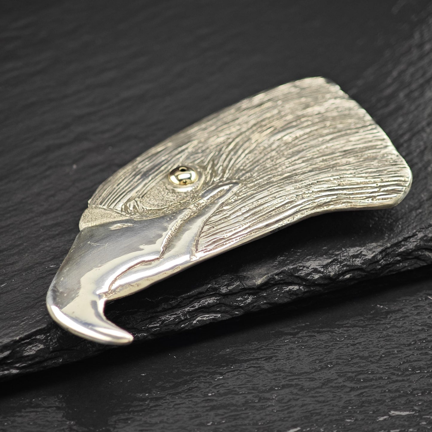 Navajo 14k Gold Eye, Eagle Head Brooch Sterling Silver