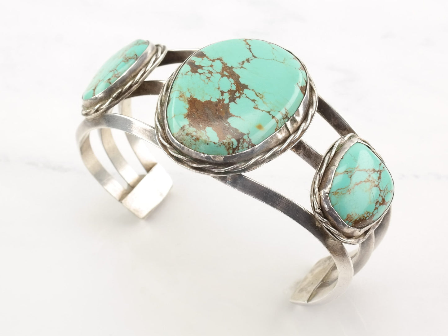 Southwest Sterling Silver Cuff Bracelet Turquoise Number Eight