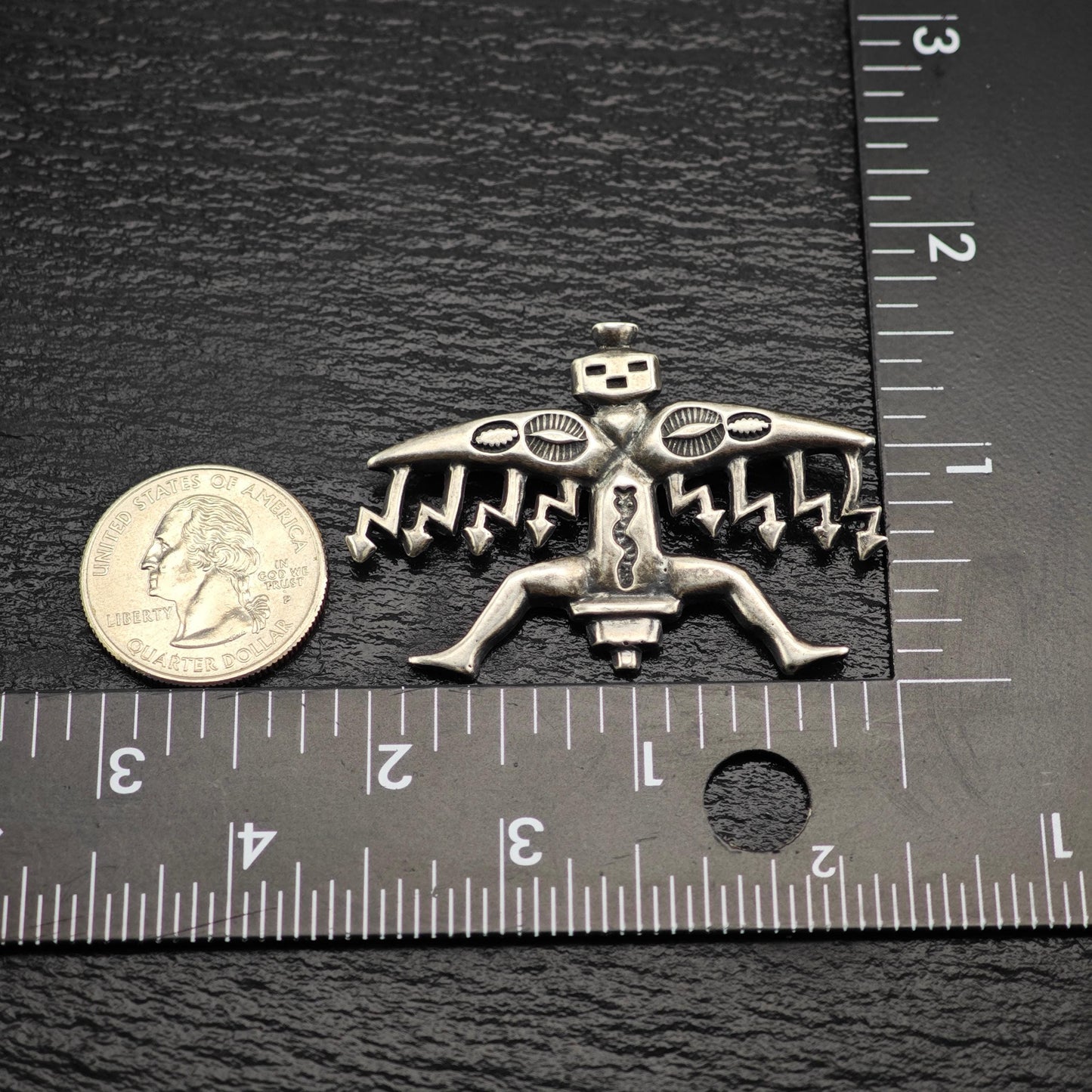 Vintage Native American Sterling Silver Knifewing Brooch Sandcast Design