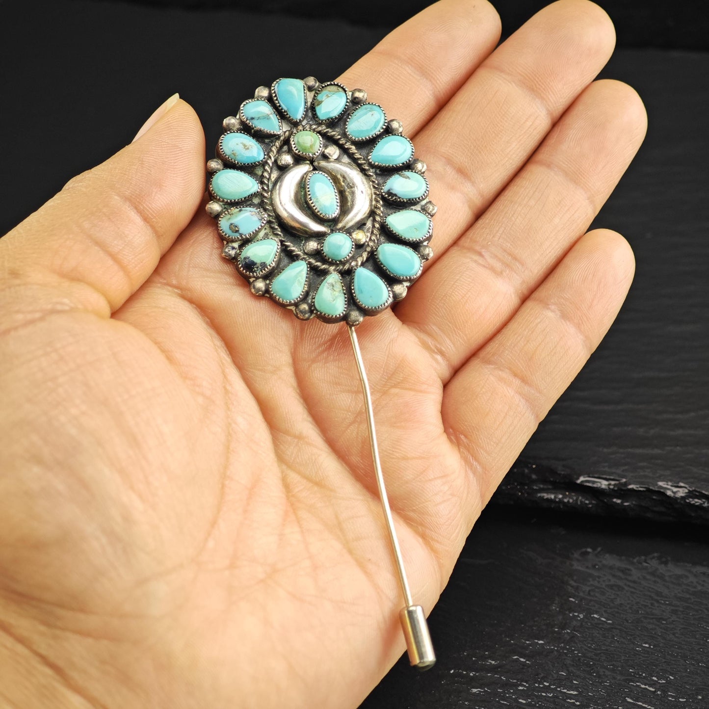 Turquoise Sterling Silver Oval Pin