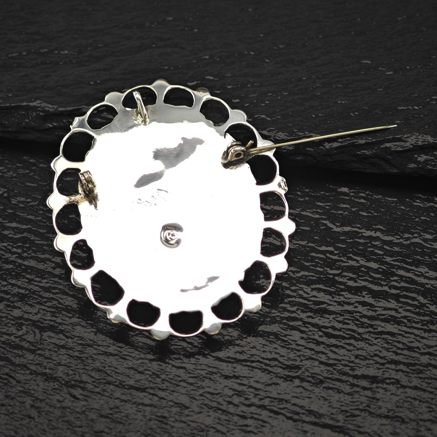 Green Onyx Mexican Brooch/Pendant Sterling Silver