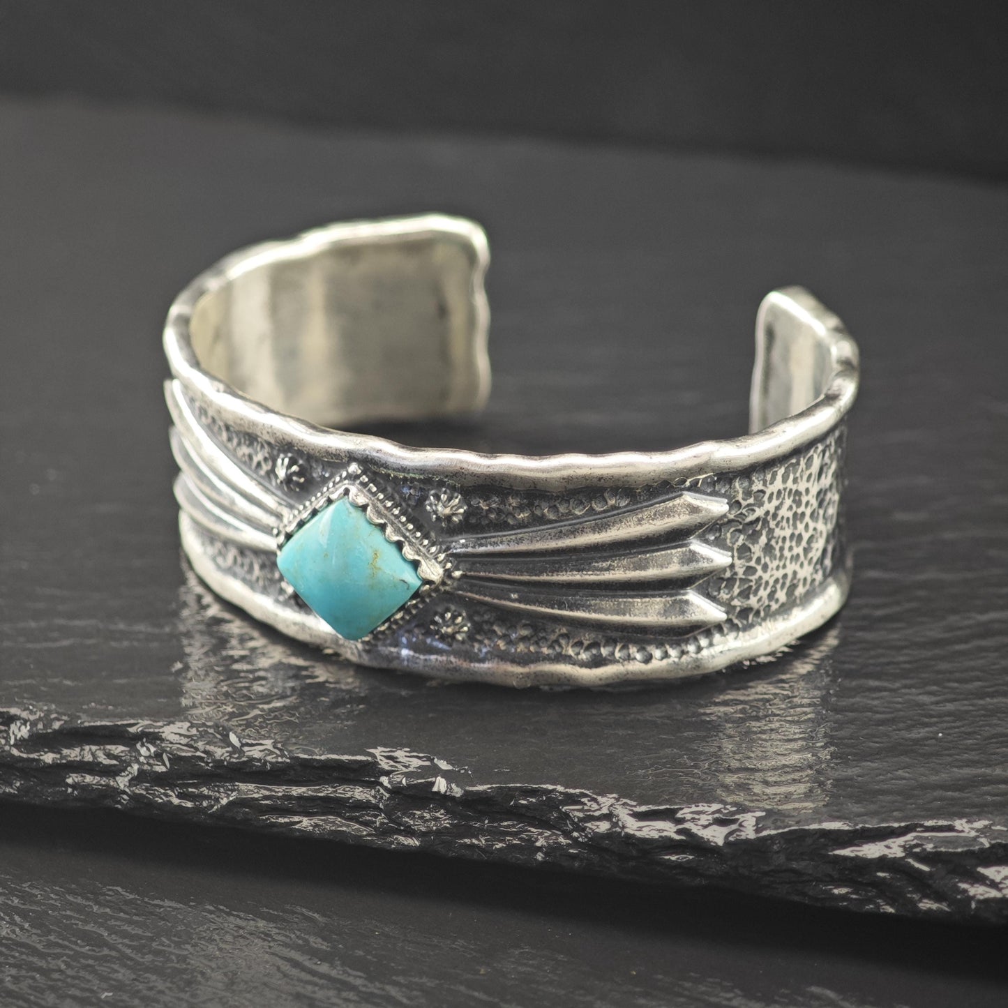 Carolyn Pollack Turquoise Sandcast Cuff Bracelet Sterling Silver