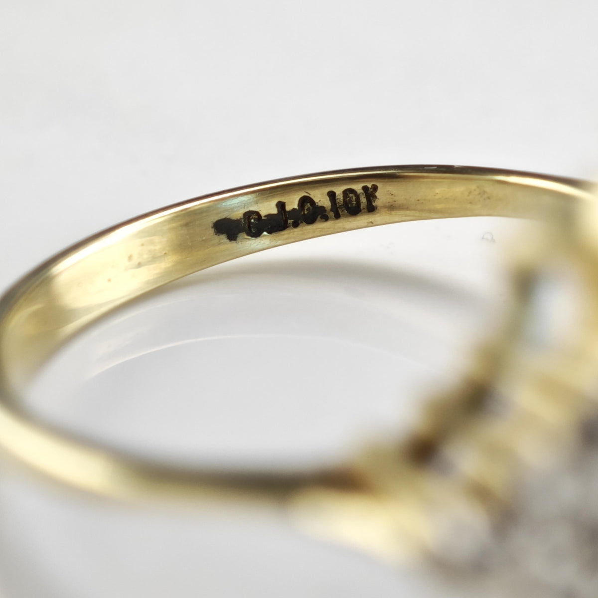 Large Topaz & Diamond 10K Gold Ring Sz 7 R6768