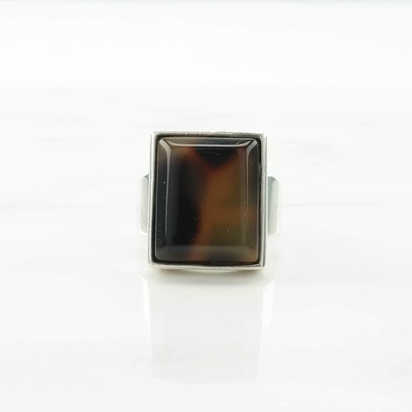 Sterling Silver Ring Resin Brown Size 5 1/2