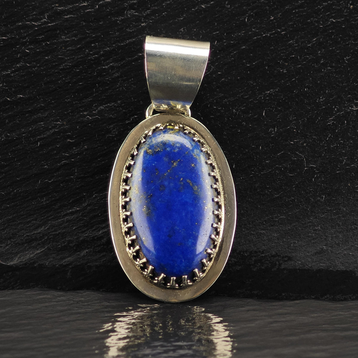 Artist Oval Lapis Sterling Silver Pendant P3160
