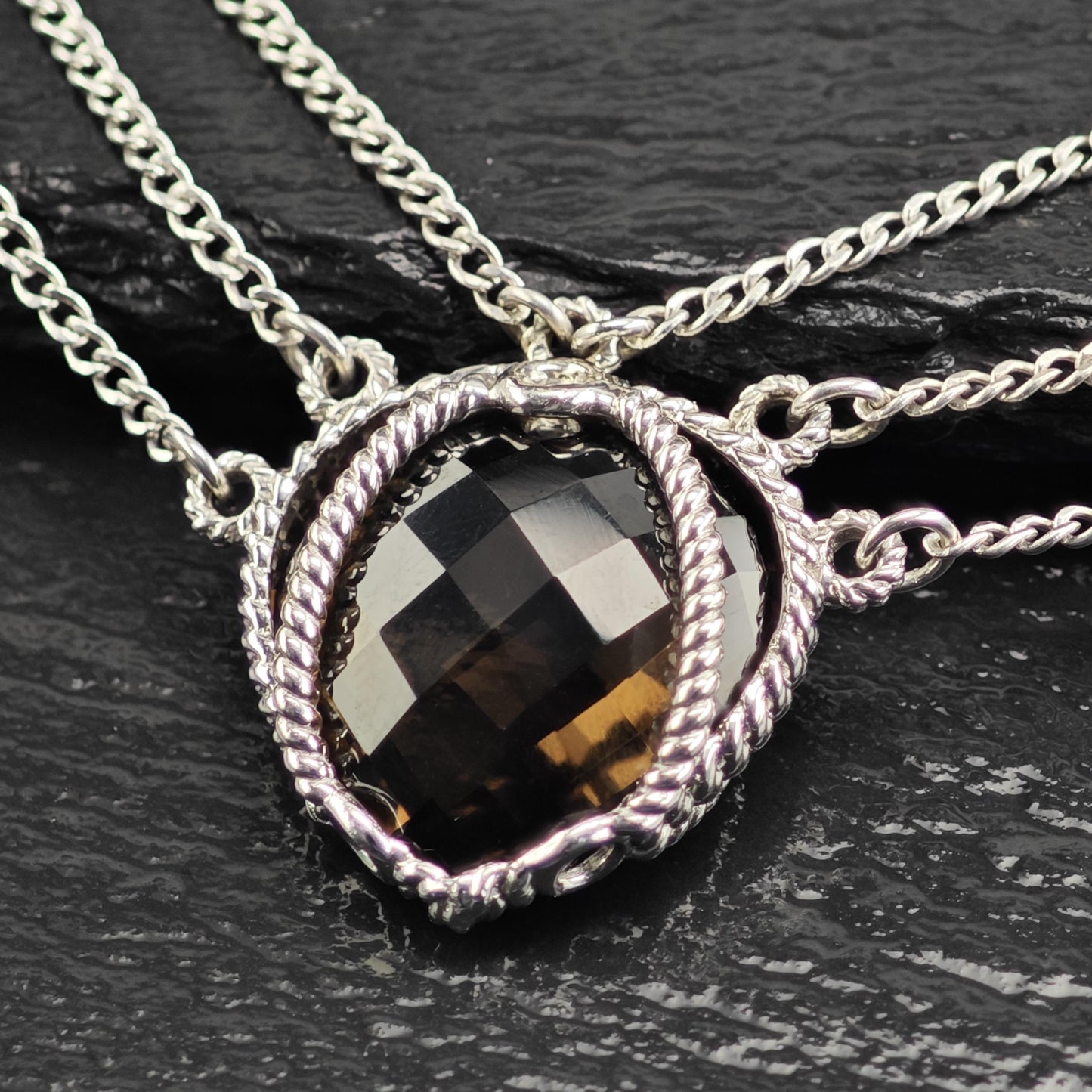 Anthony Nak Smoky Quartz, Heart Sterling Silver Necklace N2736