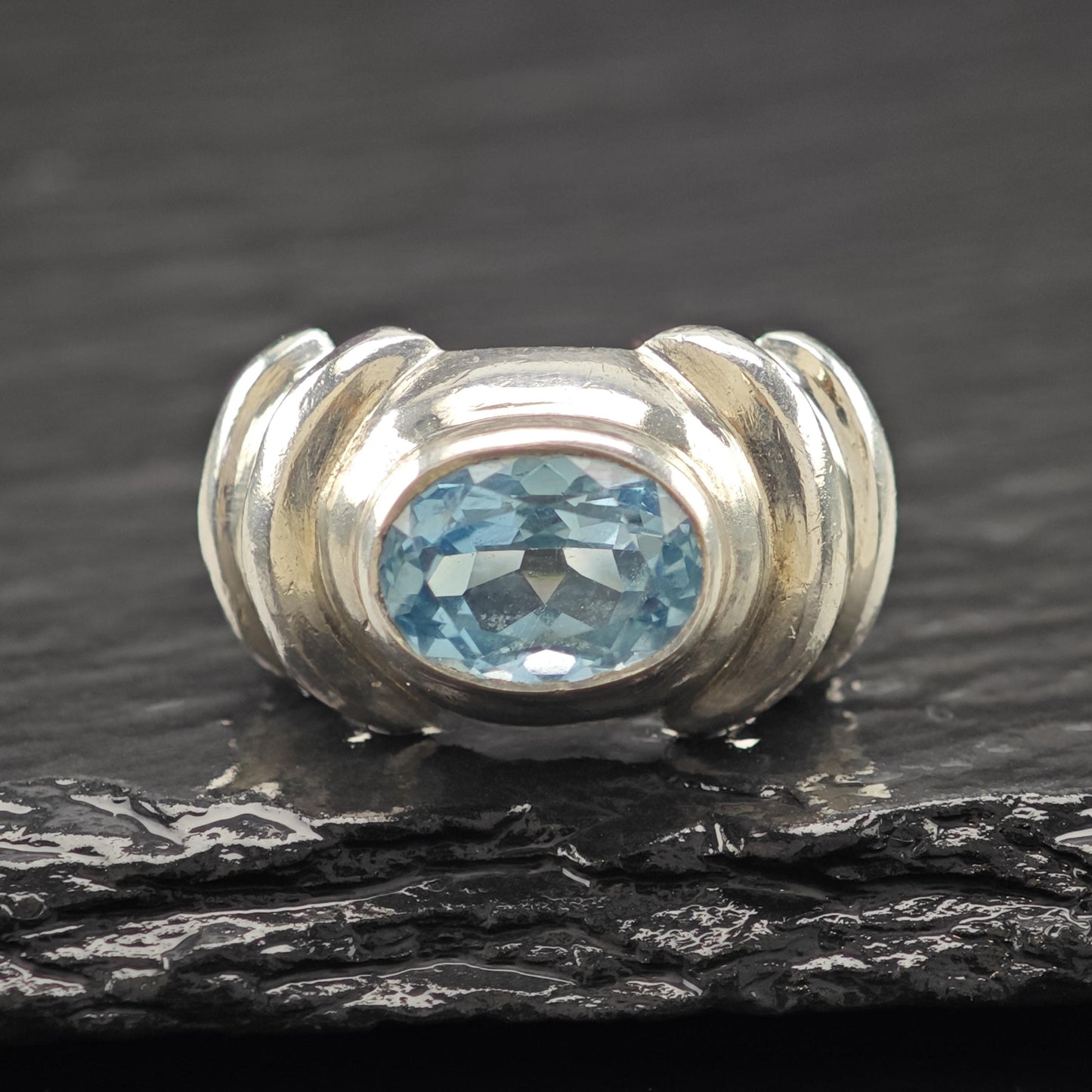 Blue Topaz Ring Sterling Silver Jewelry Size 6 R6099