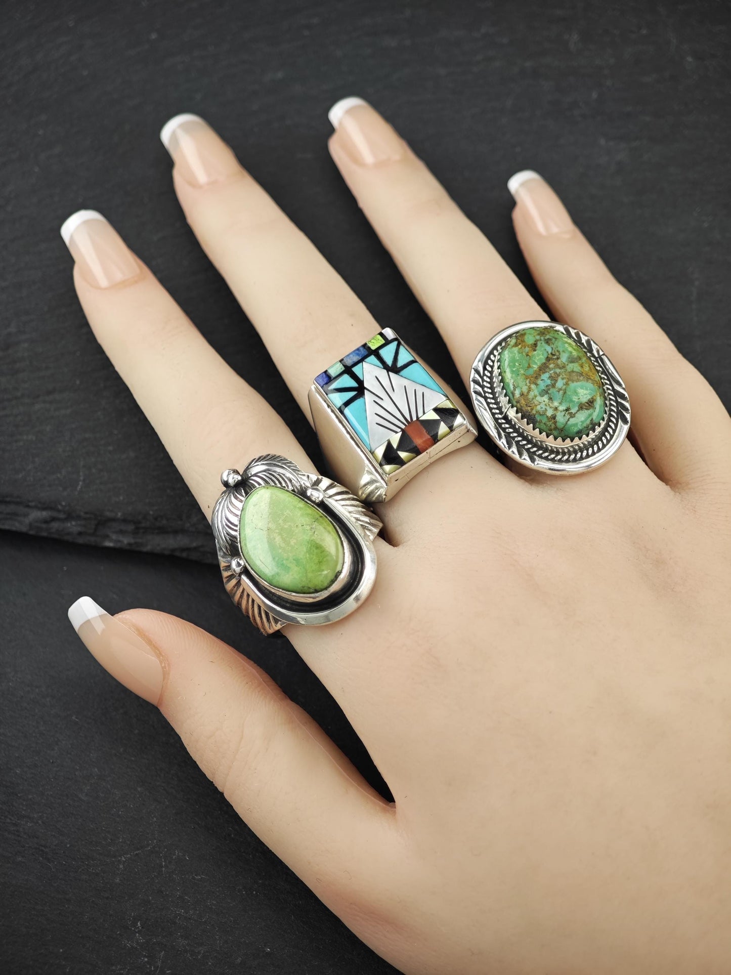 Zuni, Inlay Native American Ring Sterling Silver