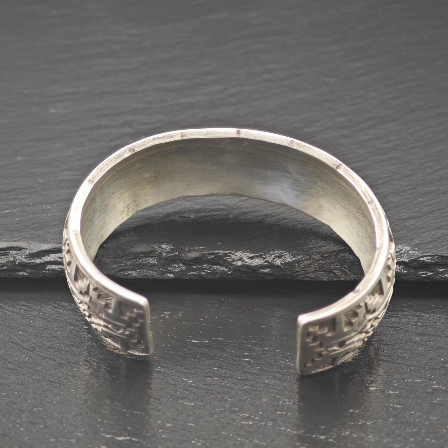 Silver Cuff Bracelet with 14k Gold Accents by Navajo, Native American Silversmith Sterling