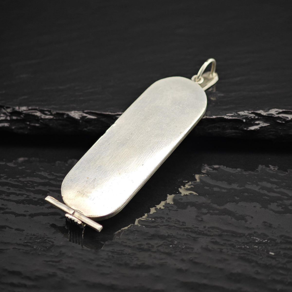 Large Egyptian Cartouche Gold Accent Sterling Silver Pendant P3095