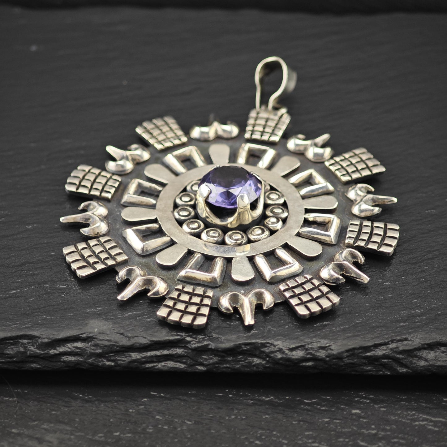 Lg Color Change Corrundum Mexican Pendant Sterling Silver P2827