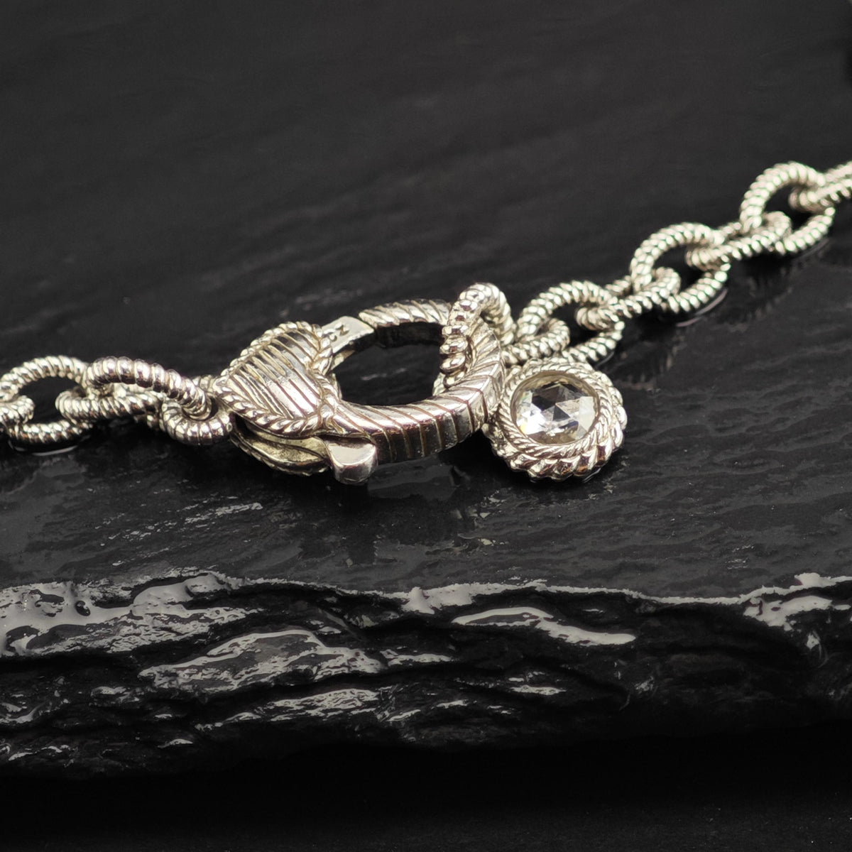 Vintage Judith Ripka CZ Sterling Silver Necklace N2801