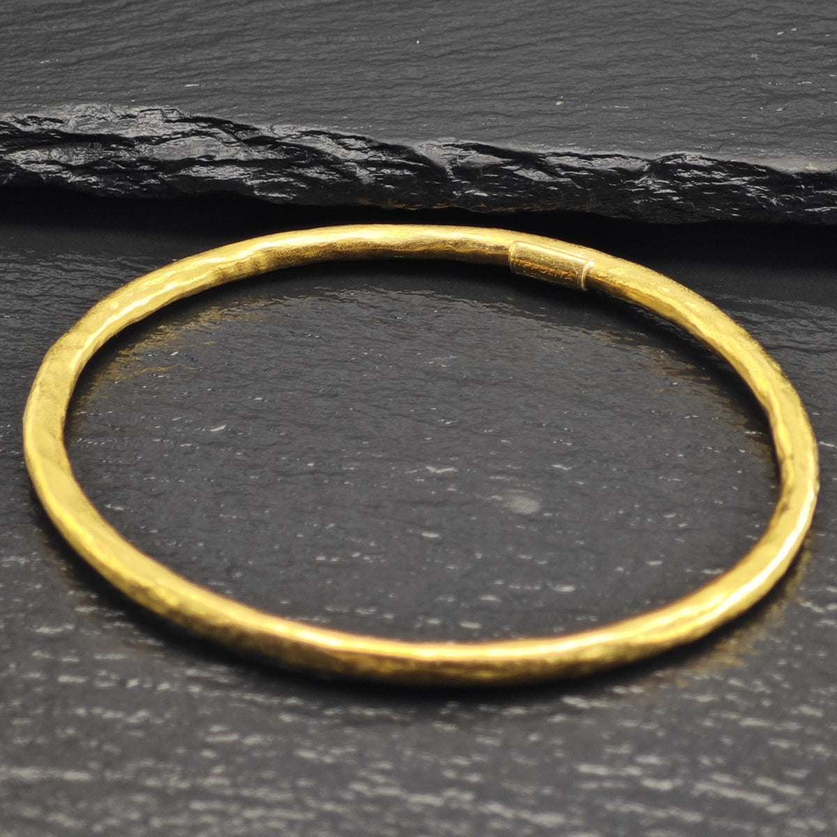 Vintage Ippolita Gold-Plated 4mm Bangle Sterling Silver Sz 7 1/2" BR3130