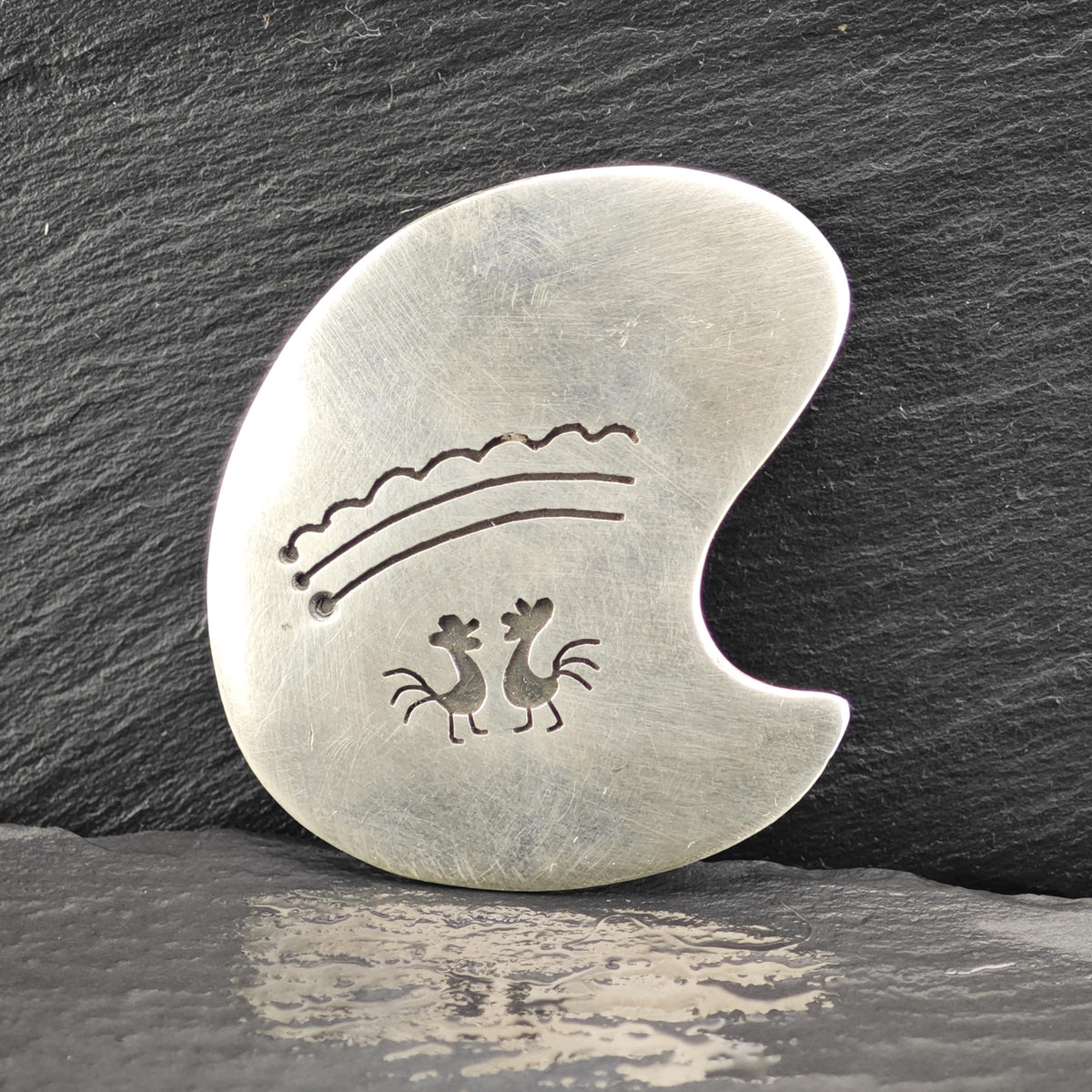 Roosters Overlay Sterling Silver Brooch/Pendant B2268