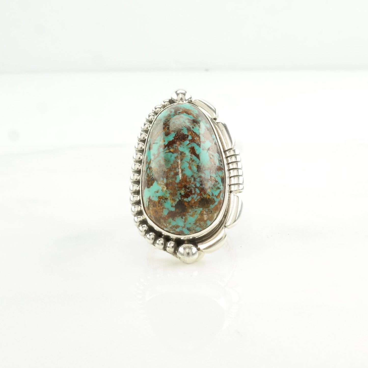 Native American Silver Ring Turquoise Sterling Blue Size 7