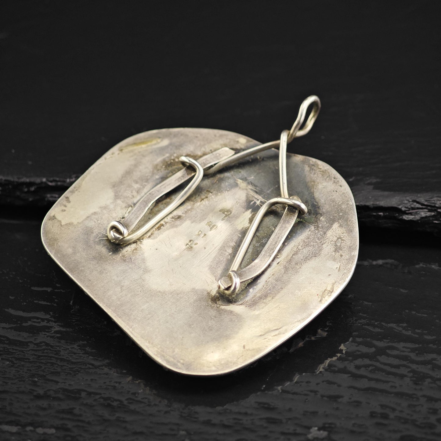 AS IS Large Turquoise Pendant, Sterling Silver