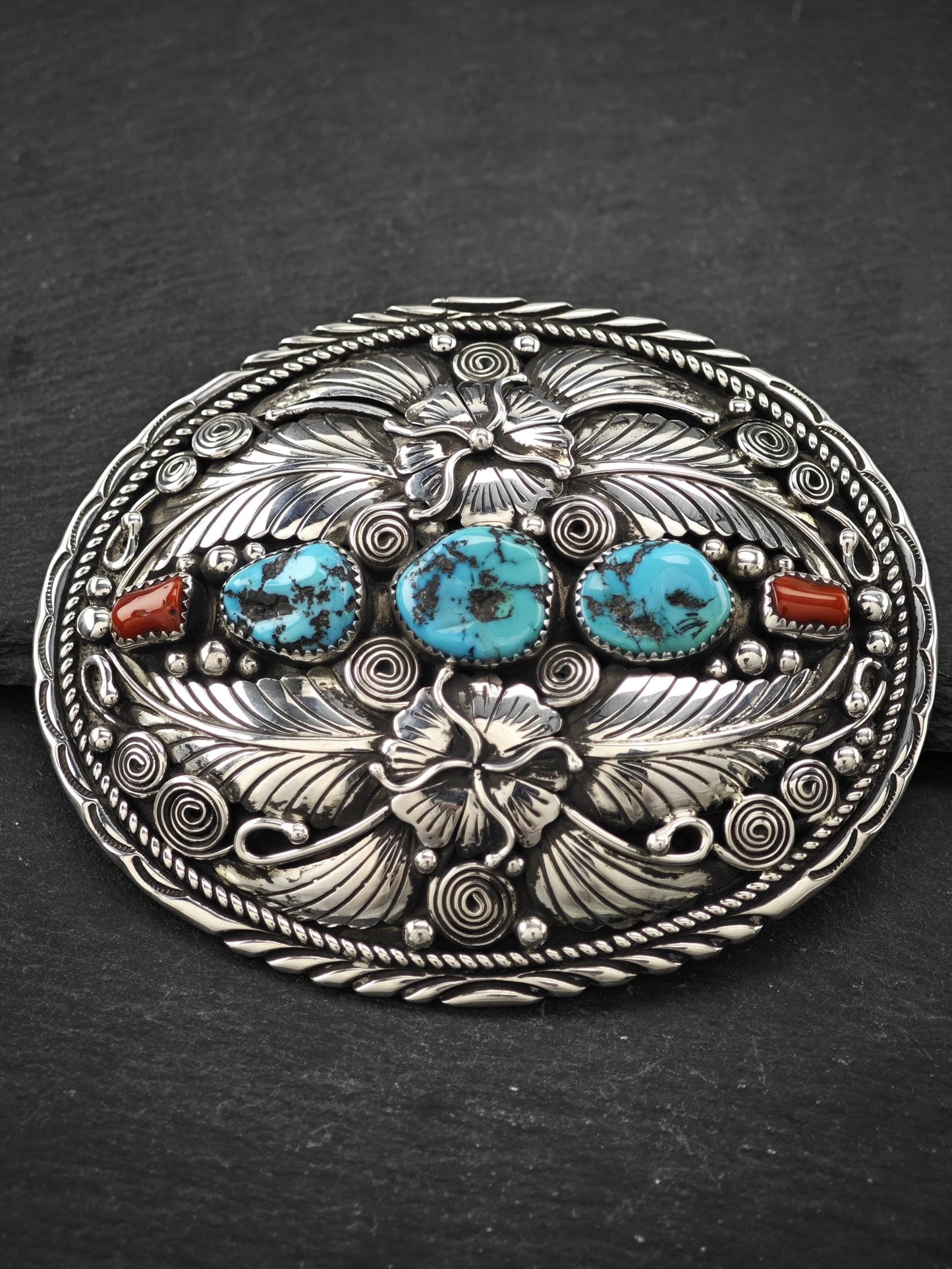Vintage Native American Belt Buckle Sterling Silver