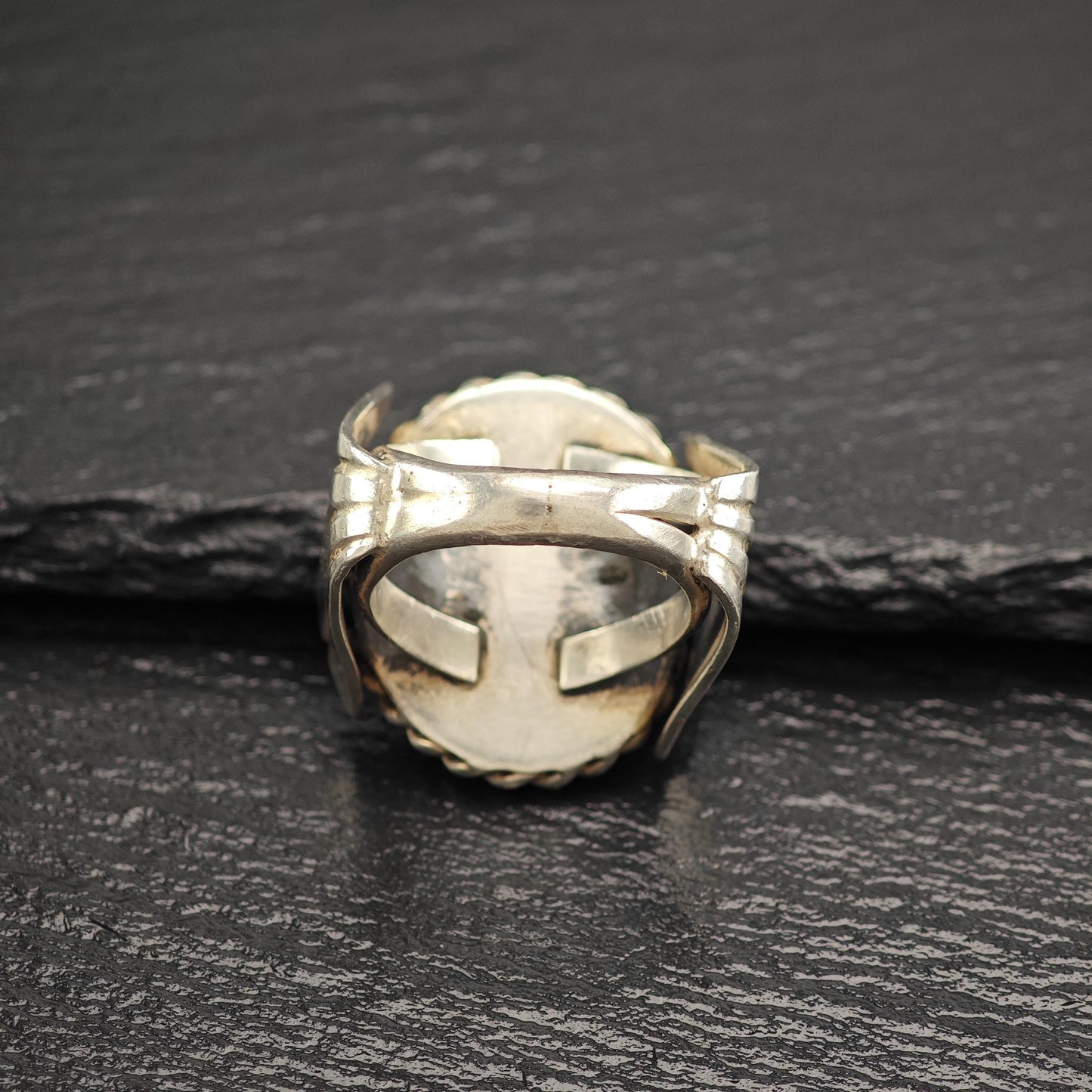 Lg Spiderweb Turquoise Ring Native Sterling Silver Jewelry R5793