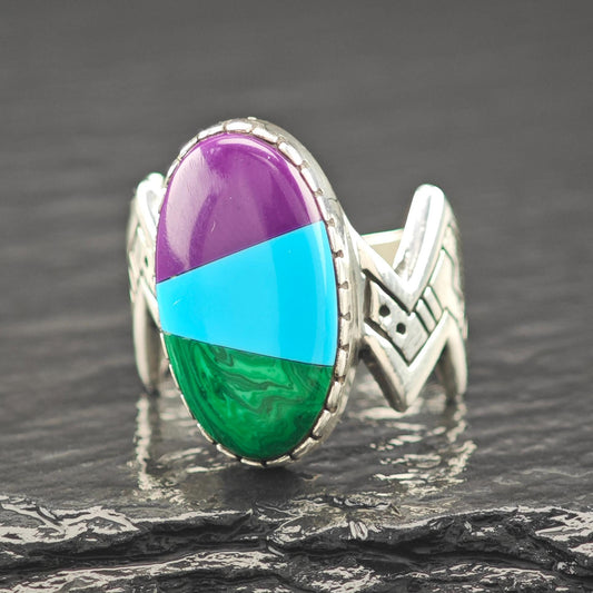 Native American Inlay Ring Sterling Silver