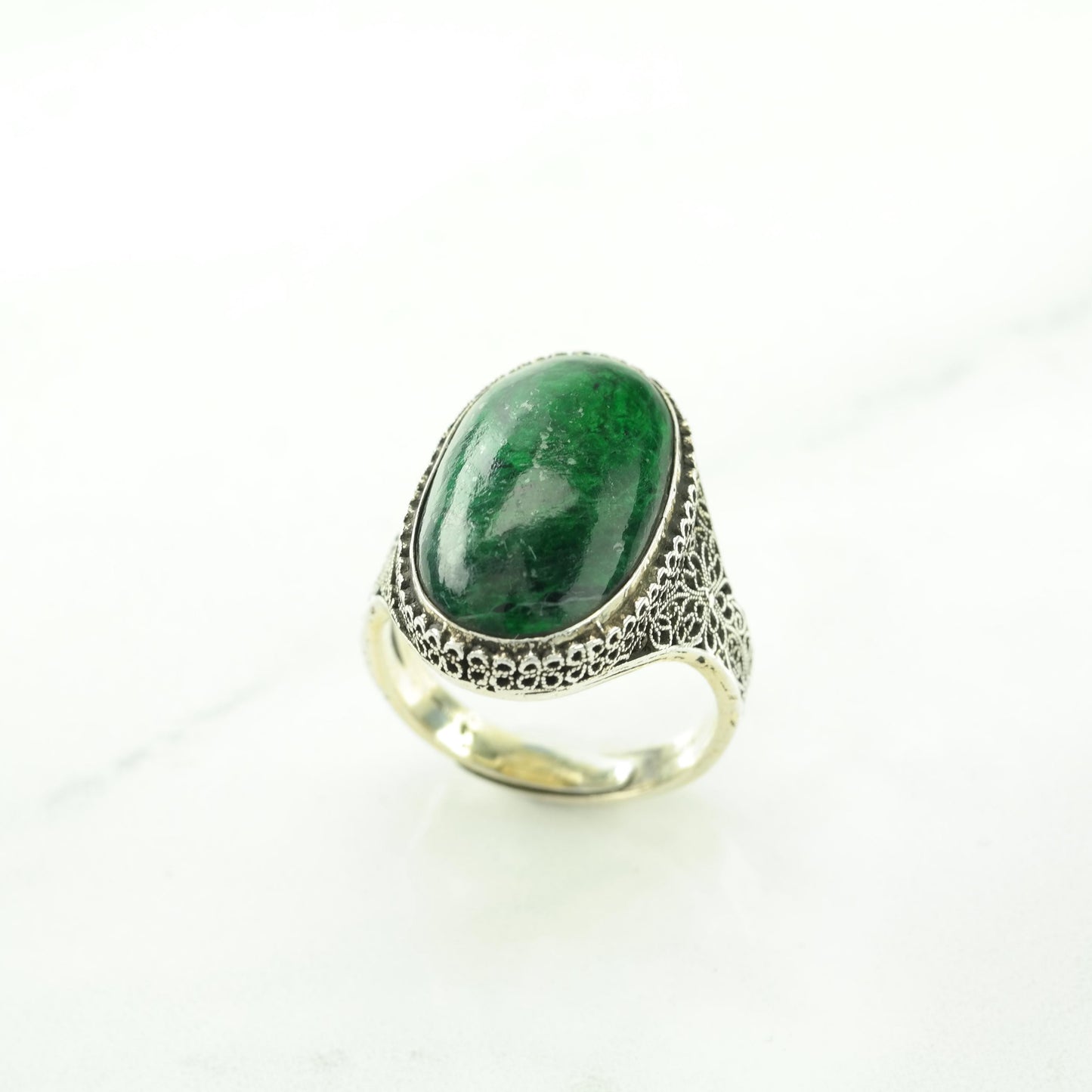 Chinese Export, Sterling Silver Ring Szadjustable 7 to 9 R5678