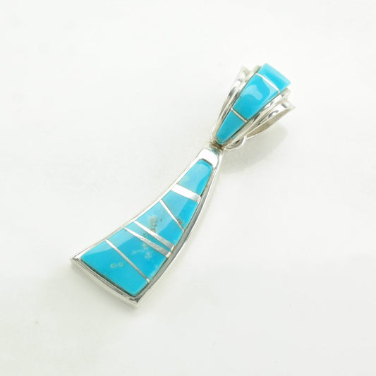 Native American Turquoise Inlay Sterling Silver Pendant