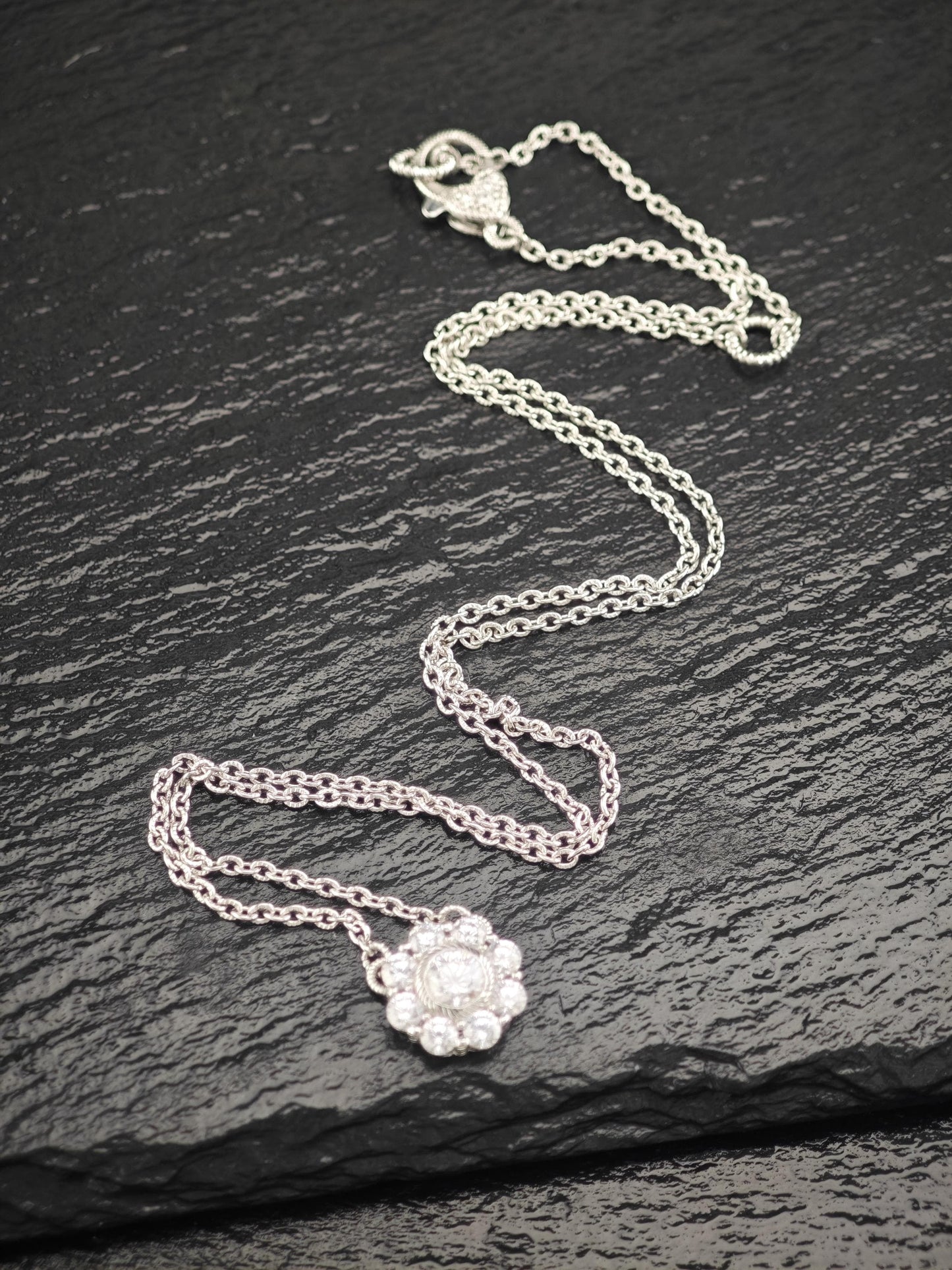 Judith Ripka DQCZ, Floral Necklace Sterling Silver N2525