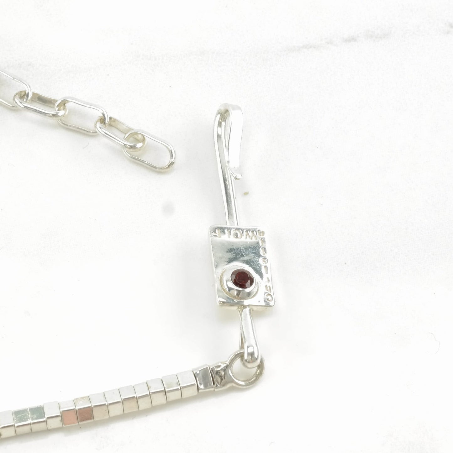 Christin Wolf Sterling Silver Garnet Cubic, Beads Necklace