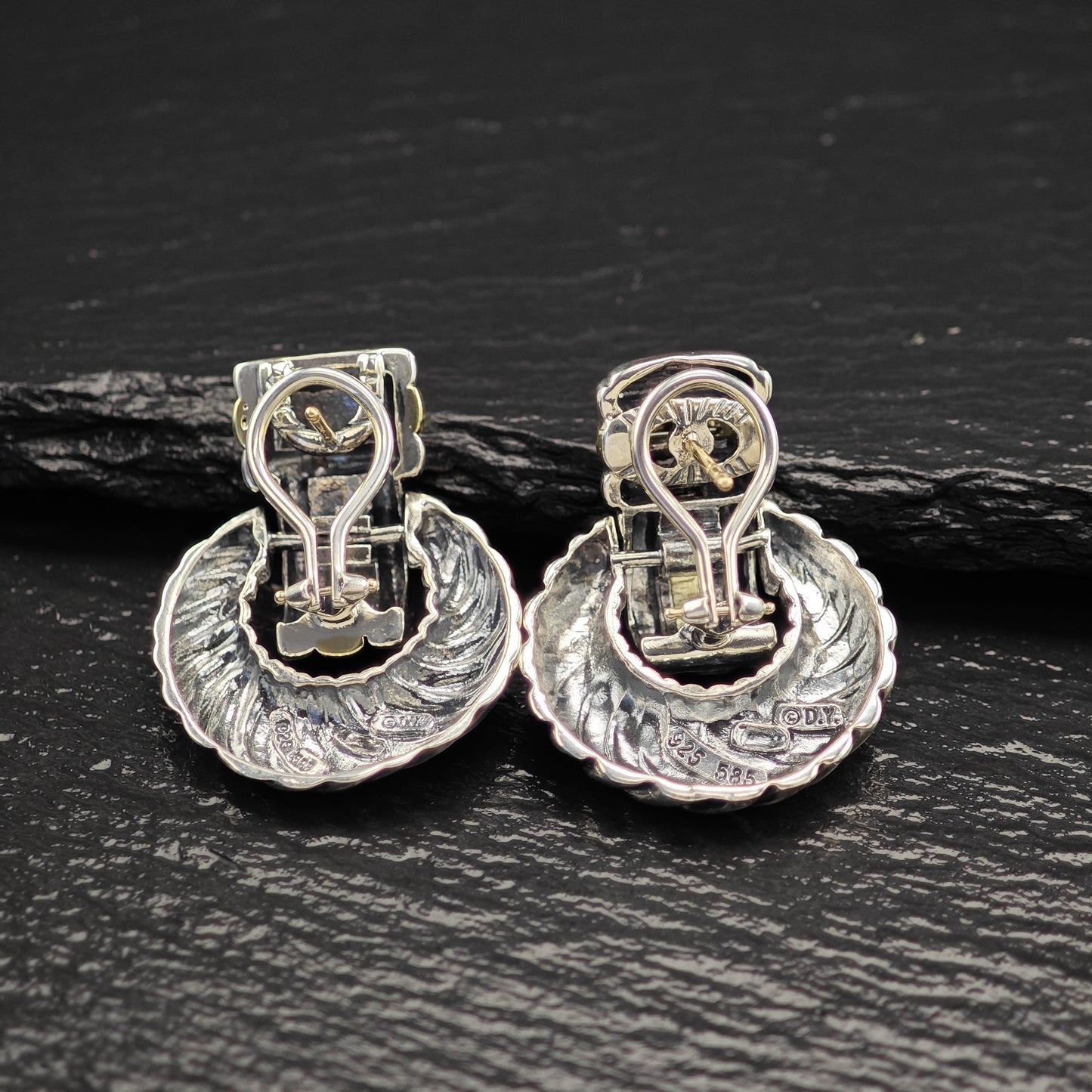 David Yurman Doorknockers, 14k Gold Accent & Post Omega Back/Dangle Earrings Sterling Silver