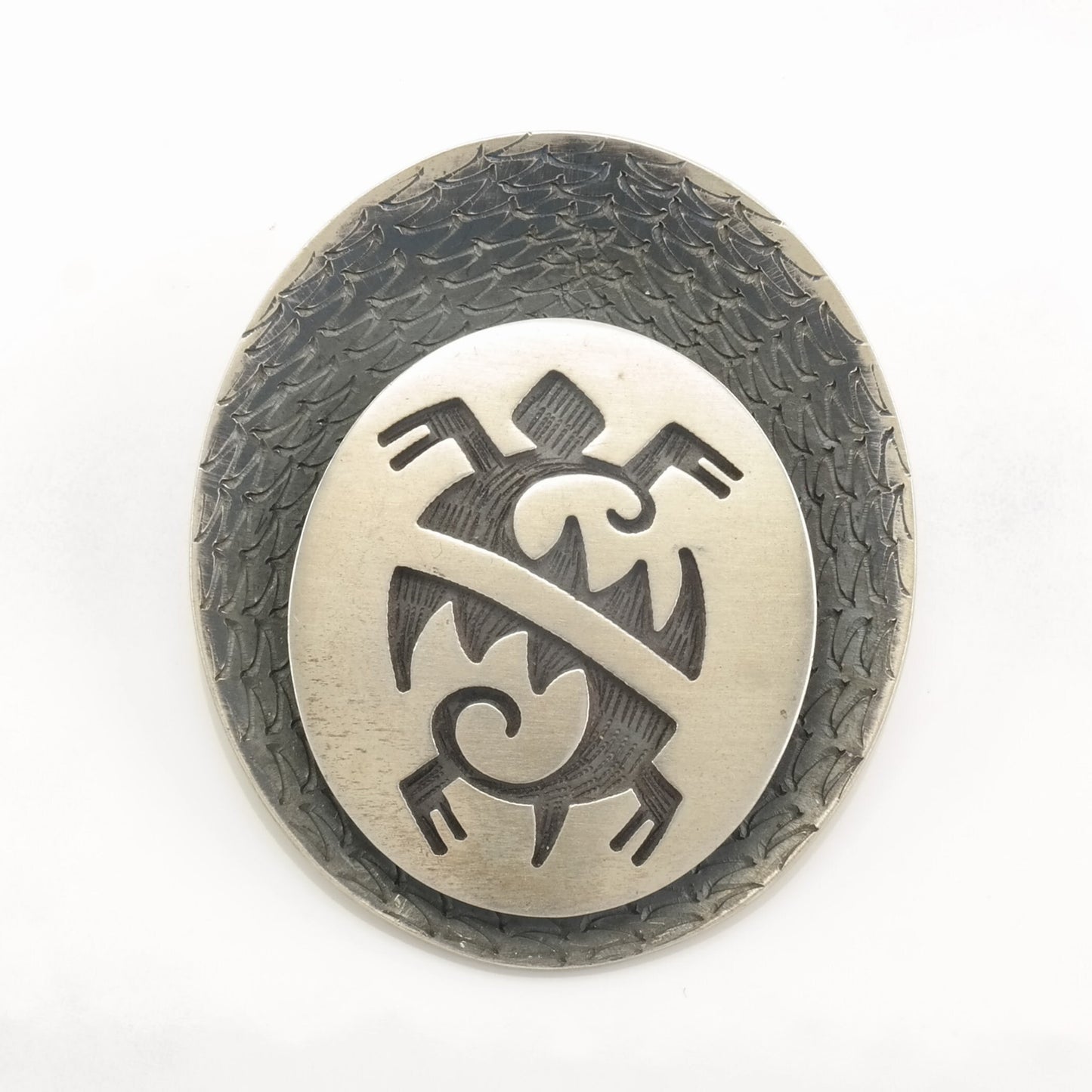 Vintage Hopi Overlay Turtle Sterling Silver Pendant