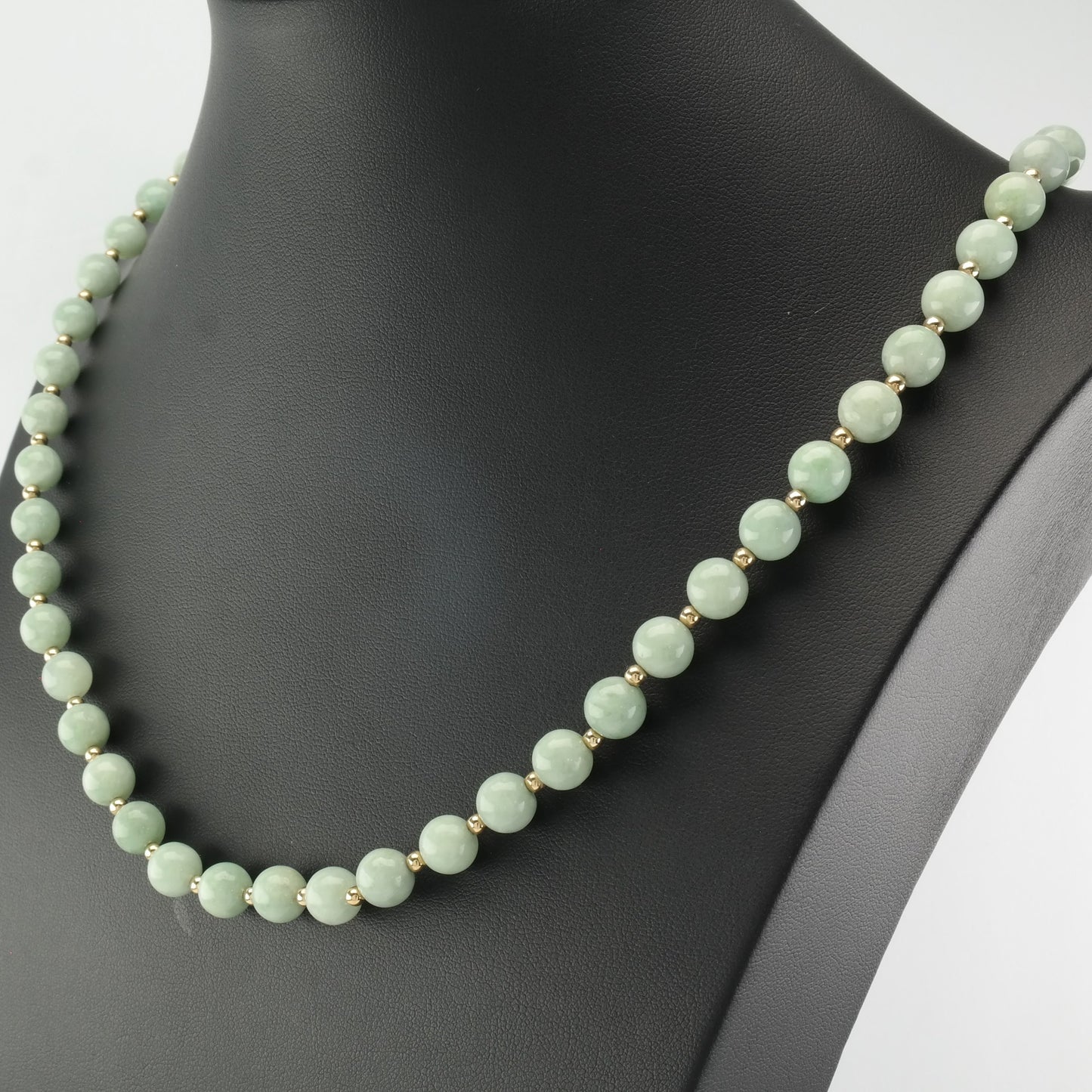 Vintage Jade 8mm Bead, 14K Gold Necklace