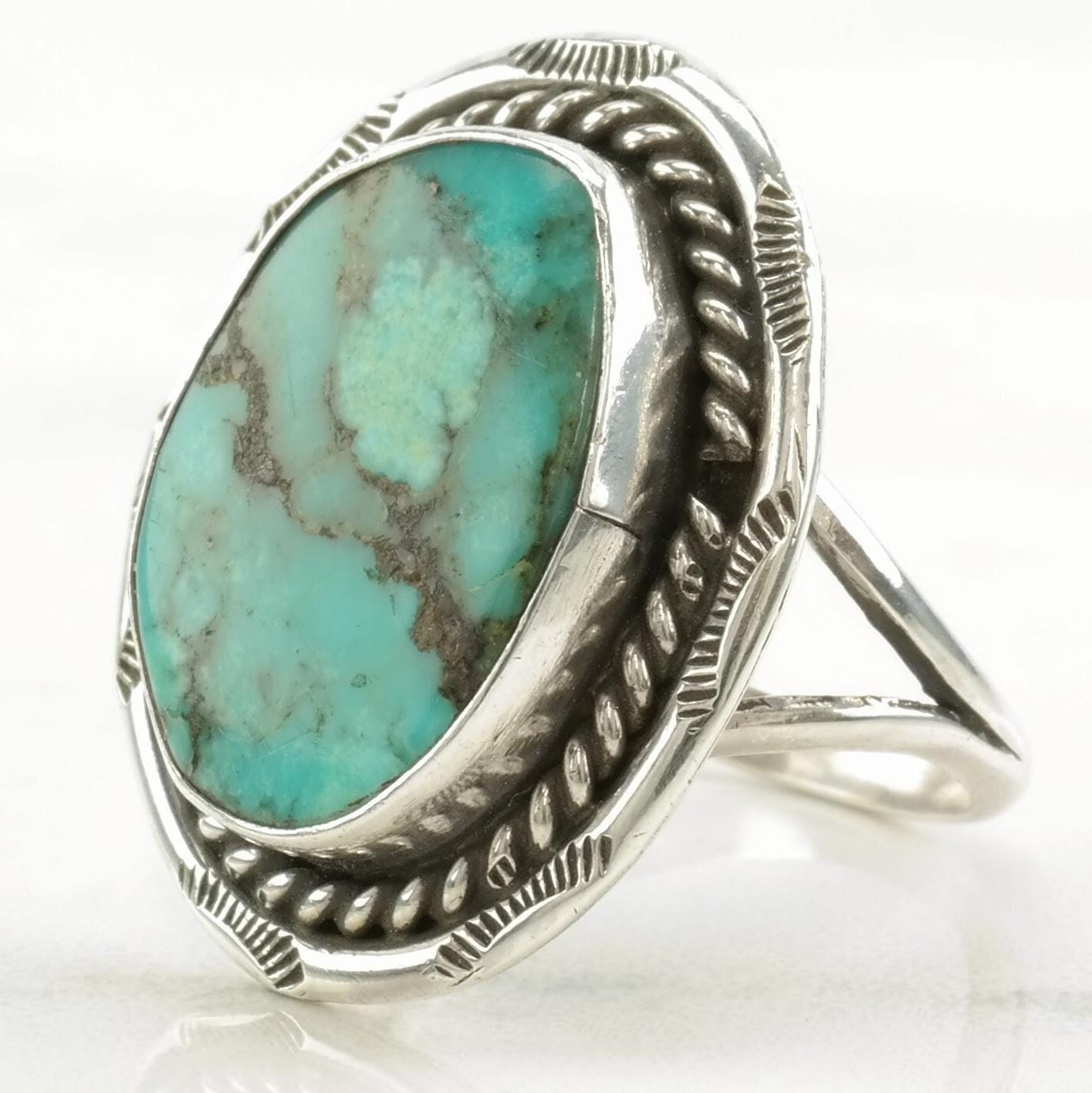 Vintage Native American Silver Ring Turquoise Sterling Size 10