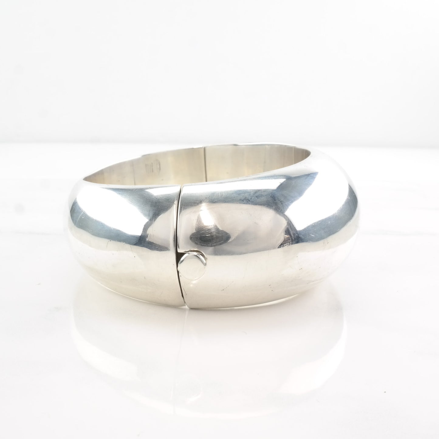 Taxco Wide Bangle Bracelet Ballesteros Sterling Silver Dome