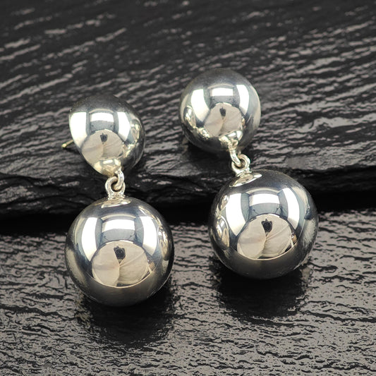 Vintage Beaded 14k Gold Posts Stud/Dangle Earrings Sterling Silver