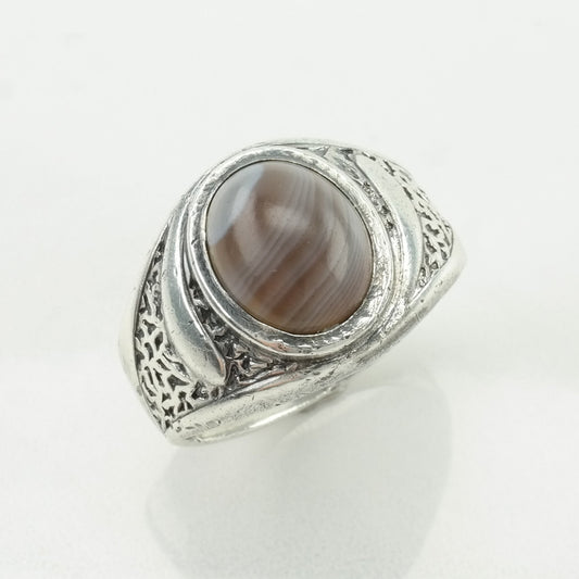 Sterling Silver Ring Agate Cabochon Size 9 1/2