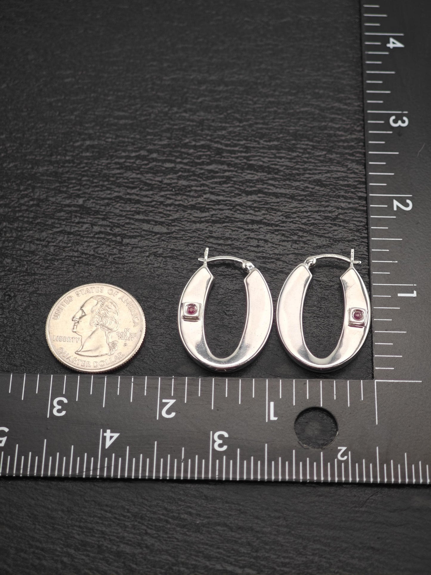 Elle Ruby Hinged Hoop Earrings Sterling Silver