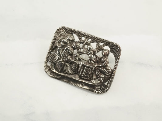 Austro Hungarian Sterling Silver Brooch People