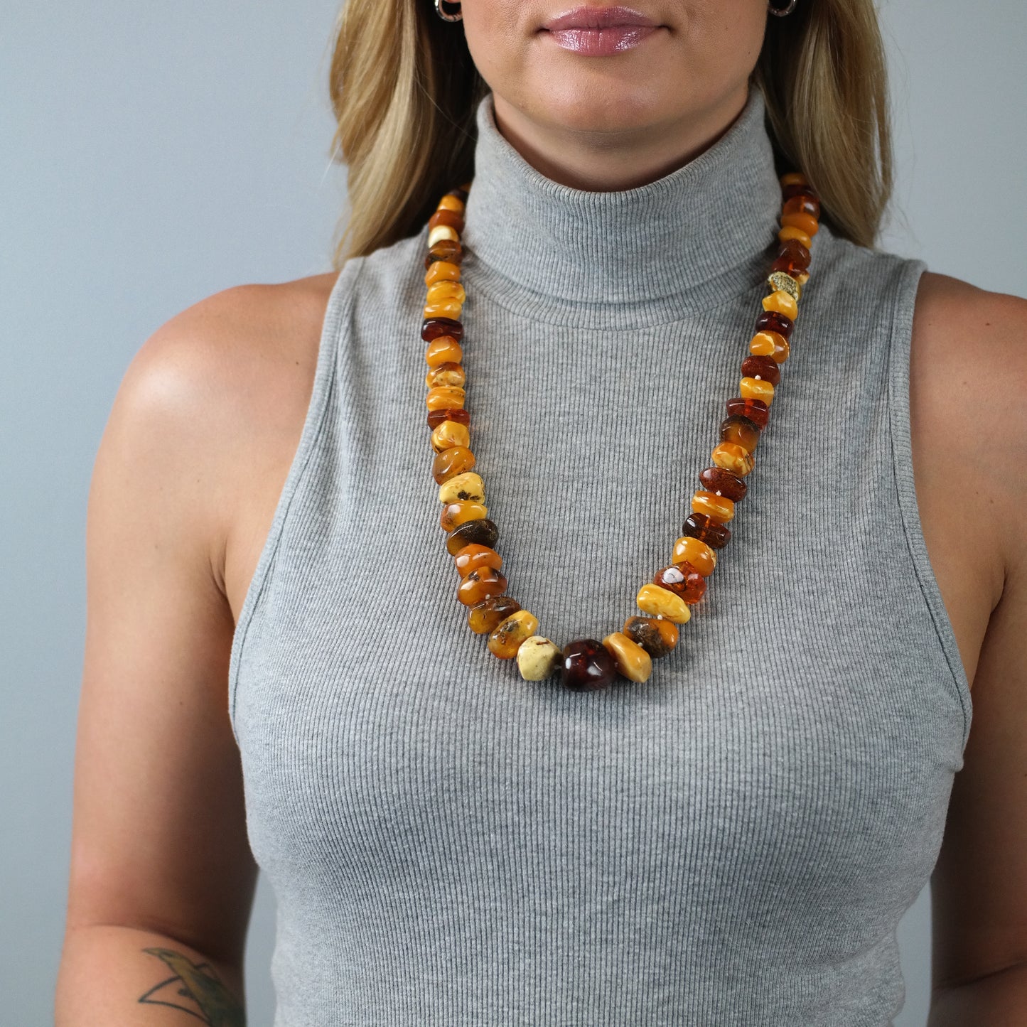 Vintage Orange Baltic Amber Beaded Necklace