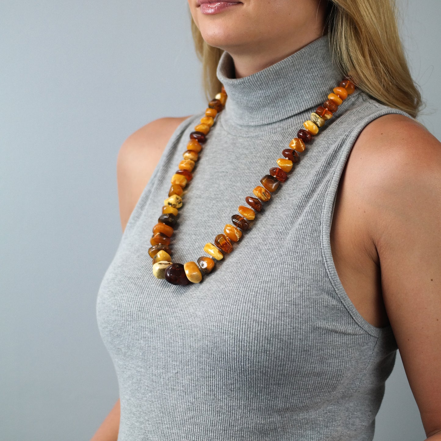 Vintage Orange Baltic Amber Beaded Necklace