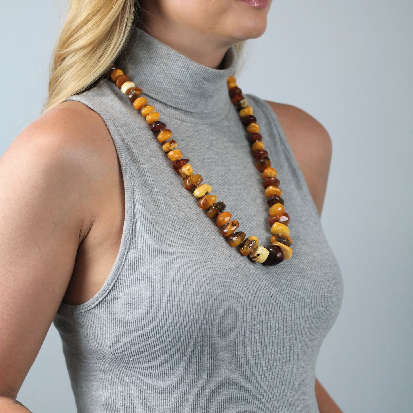 Vintage Orange Baltic Amber Beaded Necklace