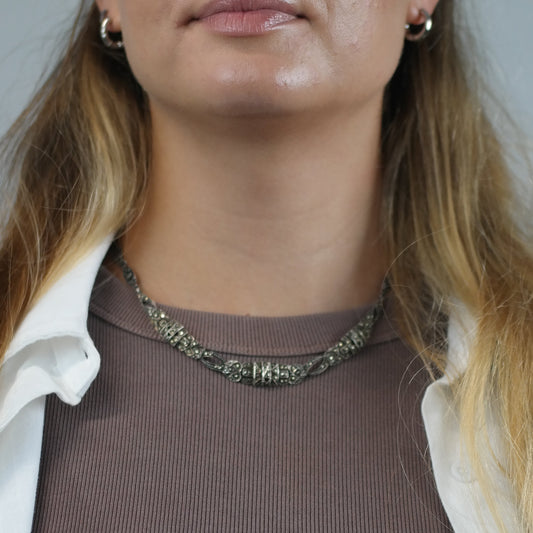 Art Deco, Sterling Silver Marcasite Collar Necklace N2701