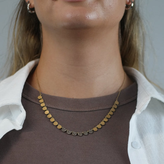 Gold Plated Diamond, Minimalist Sterling Silver Necklace N2702