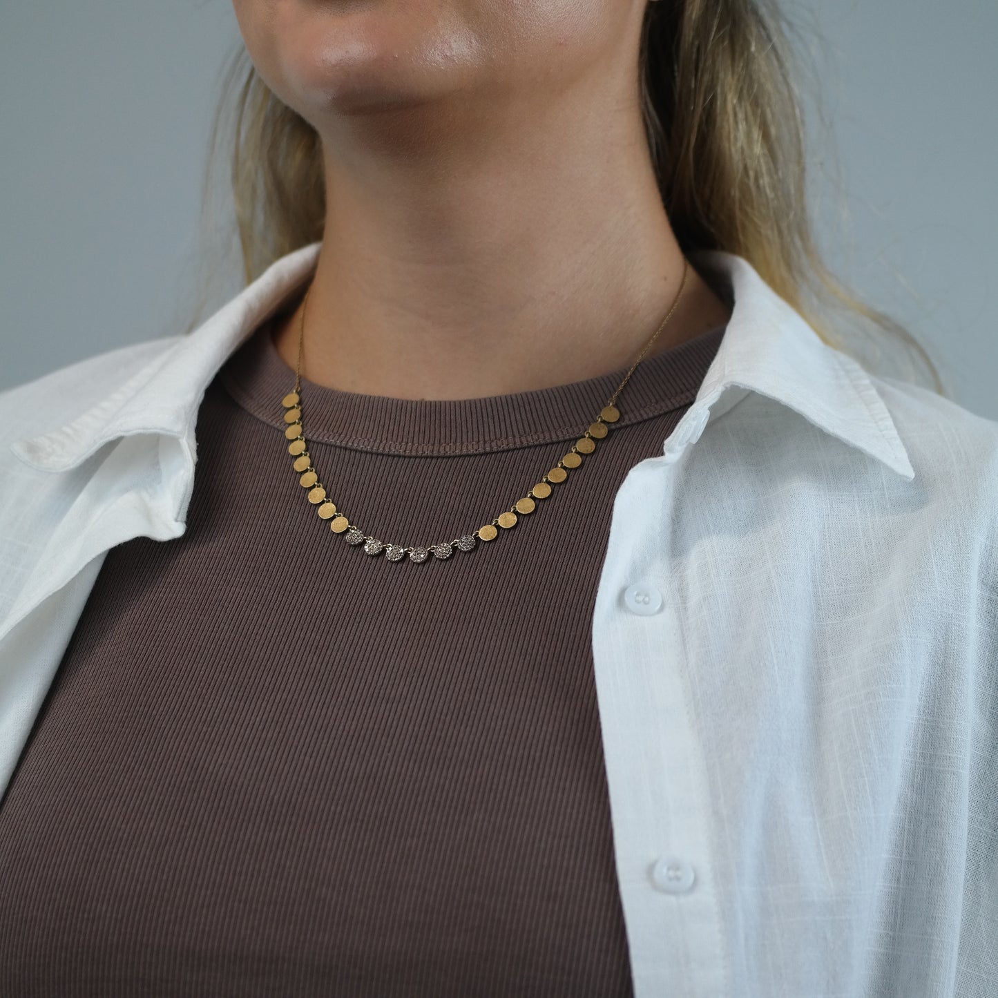 Gold Plated Diamond, Minimalist Sterling Silver Necklace N2702