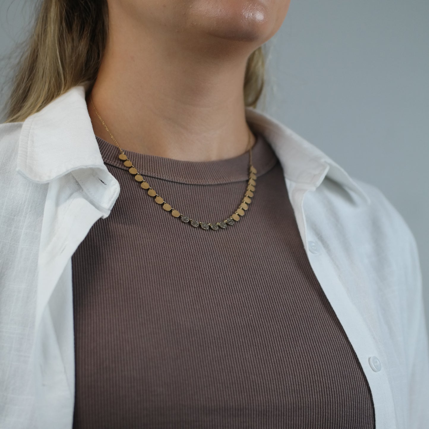 Gold Plated Diamond, Minimalist Sterling Silver Necklace N2702