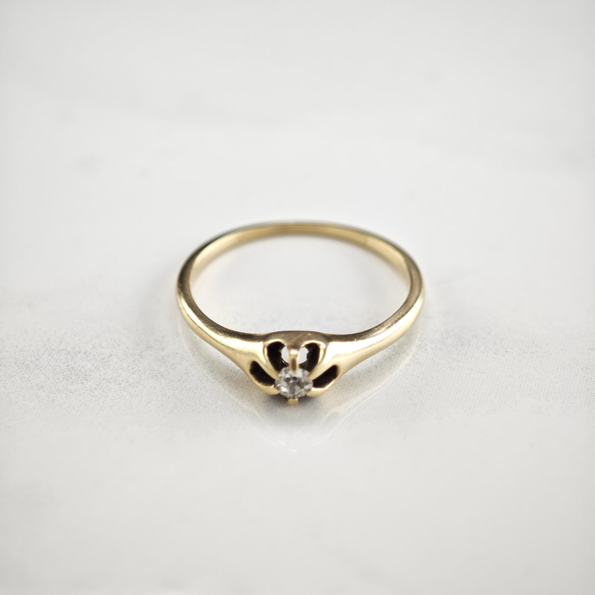 AS IS Antique Diamond 14K Gold Ring Sz 6 R6809