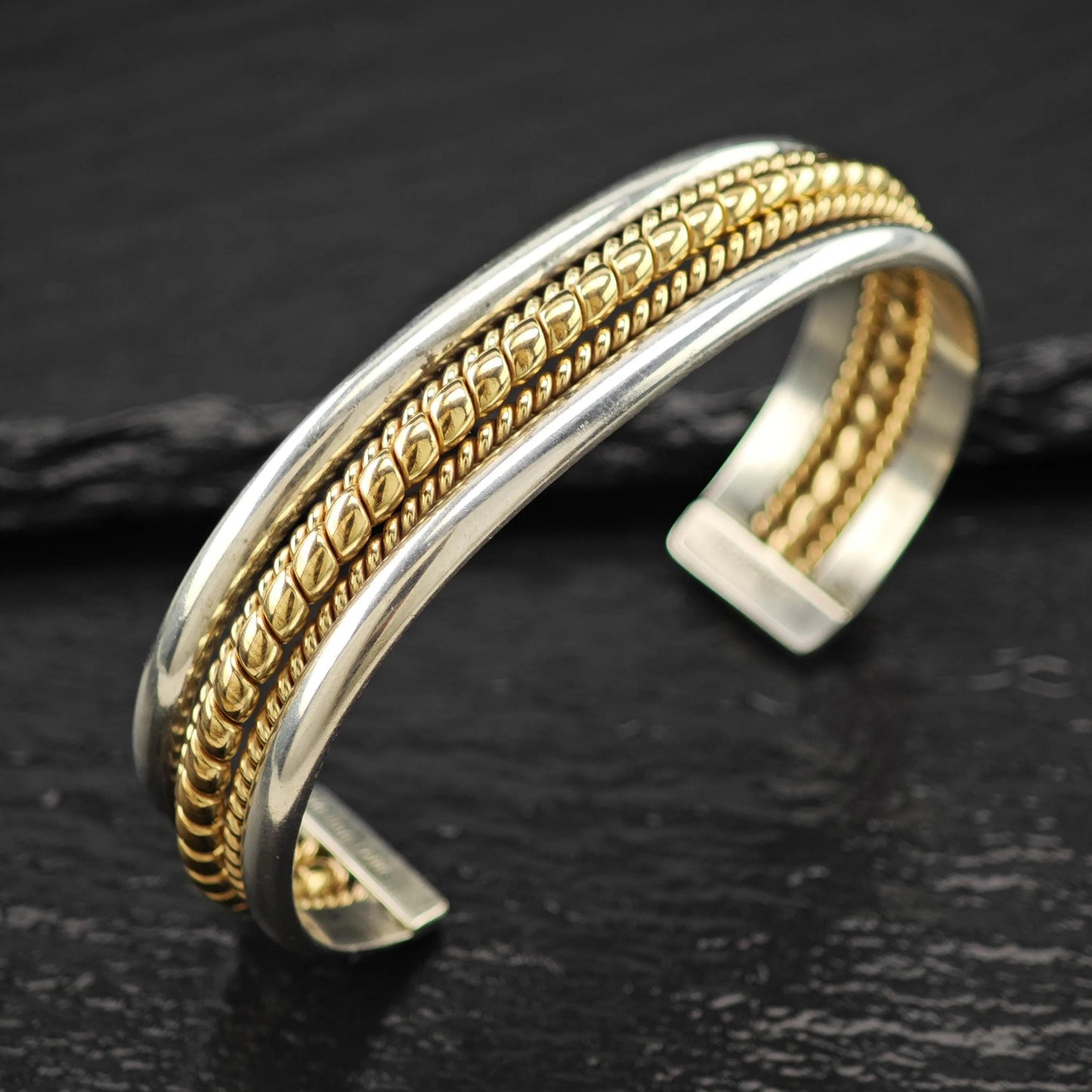 Navajo 12K GF Twisted Wire Cuff Sterling Silver Sz 6" BR3026