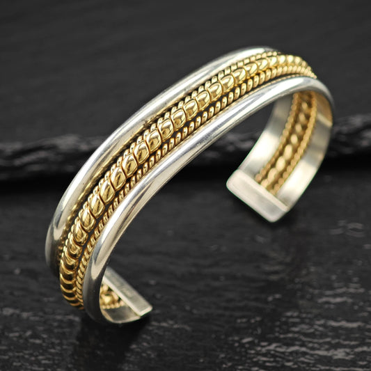 Navajo 12K GF Twisted Wire Cuff Sterling Silver Sz 6" BR3026