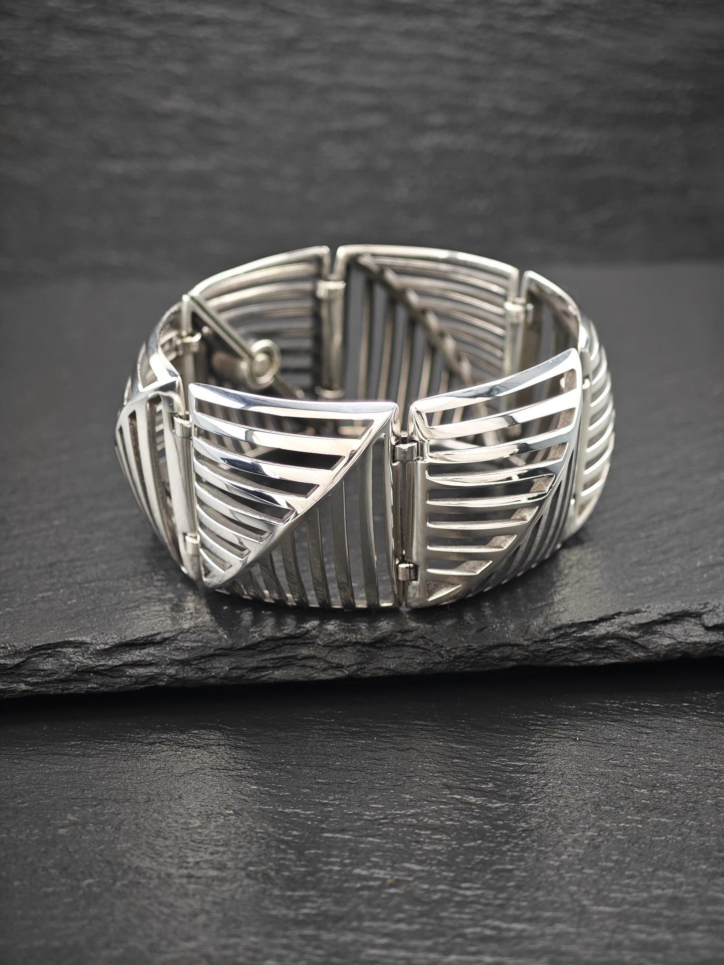 Georg Jensen 389 Grates Abstract Modernist Link Bracelet Sterling Silver