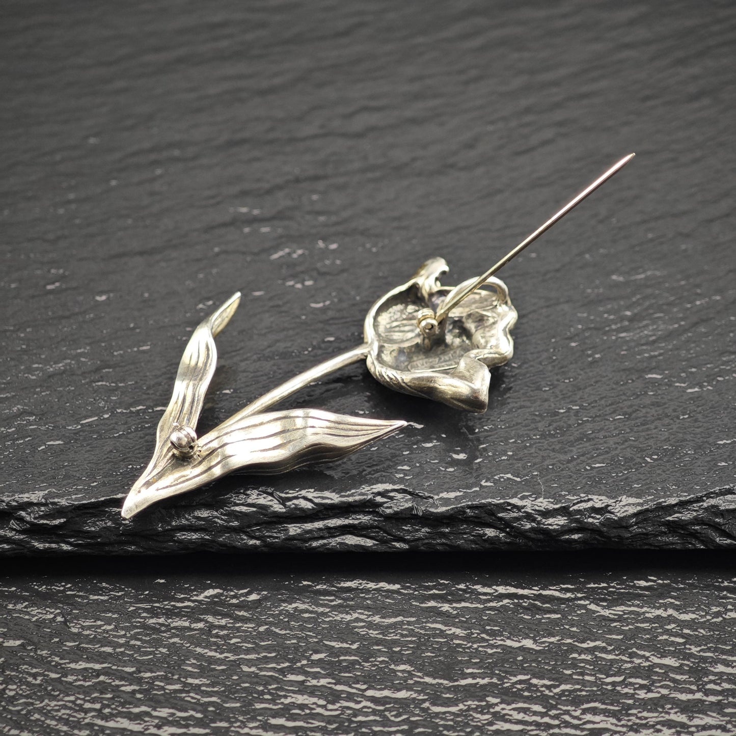 Floral Sterling Silver Brooch Pendant - Elegant MFA Design