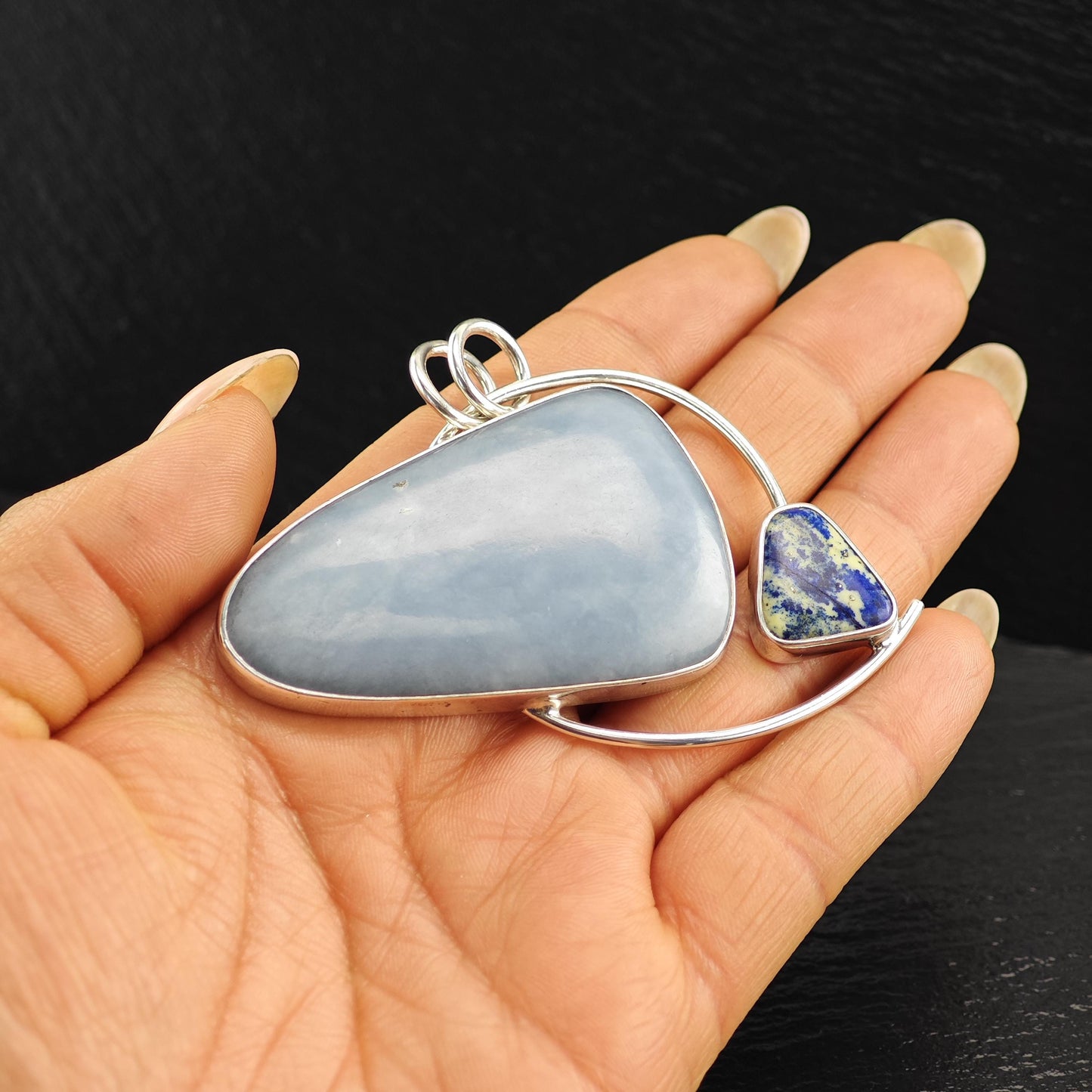 Vintage Lapidario Barrera, Gemstone Pendant Sterling Silver